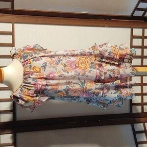 Loft Floral Ruffled Purple Tent Dress Sz M